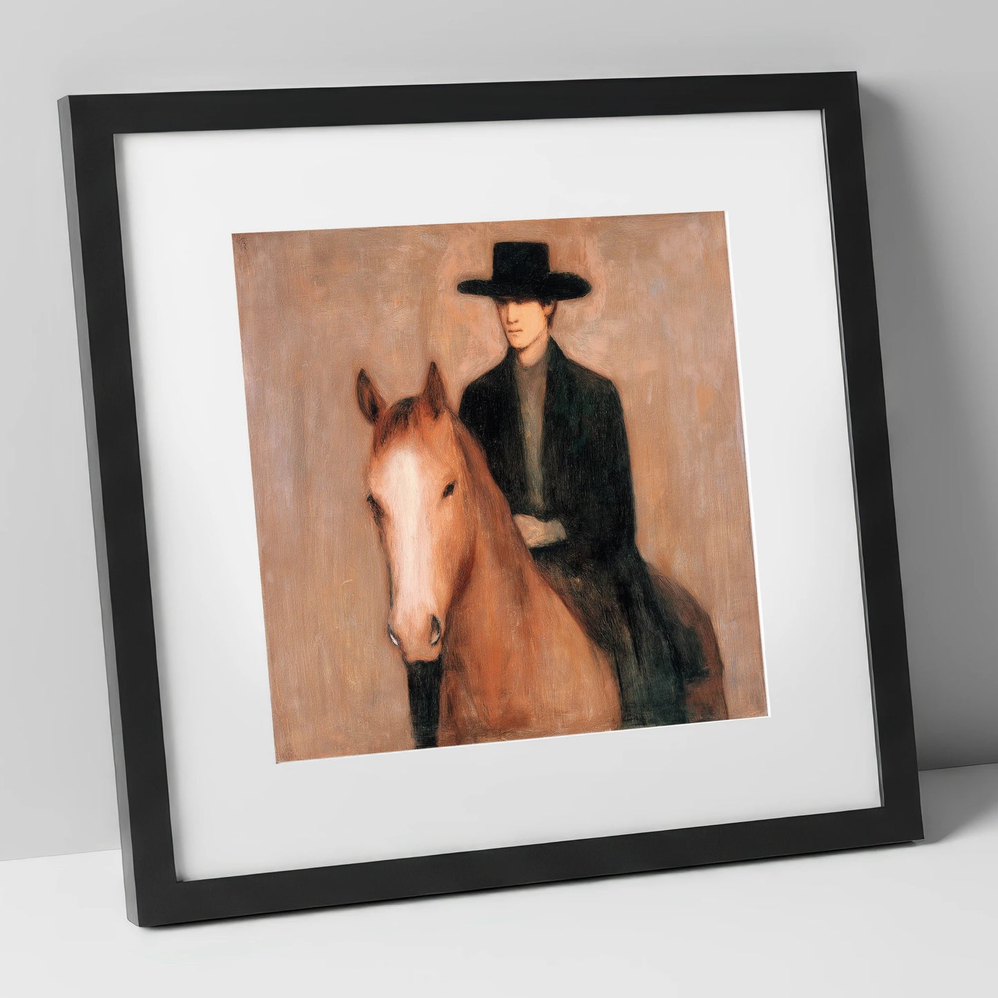 Serene Western Bond western horse art print in black frame