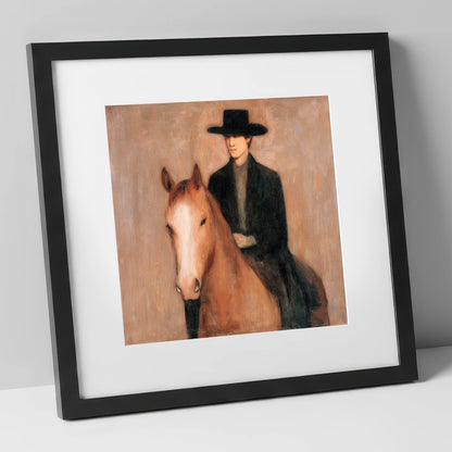 Serene Western Bond western horse art print in black frame