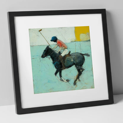 The Forward Swing polo horse art print in black frame