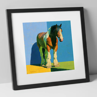 Heavy Horse in Bright Sunlight horse breed art print in black frame