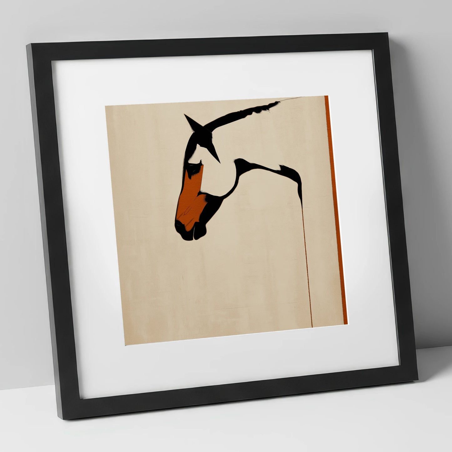Minimalist Equine Profile horse breed art print in black frame
