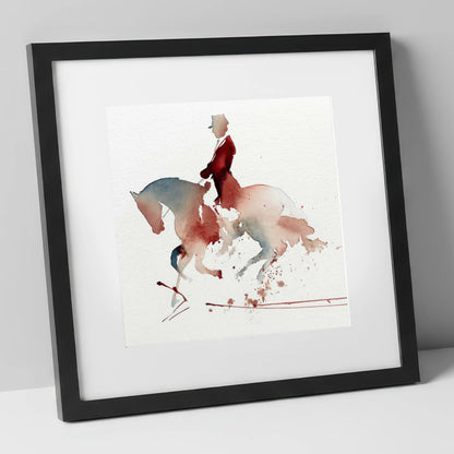 Crimson Collection dressage horse art print in black frame