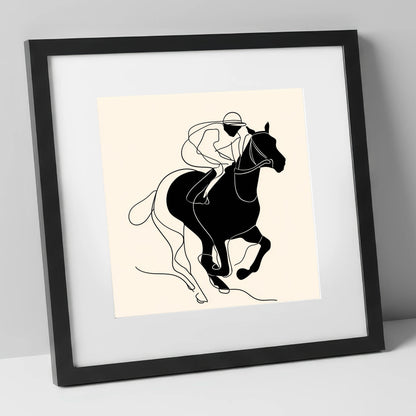 The Final Furlong racing horse art print in black frame