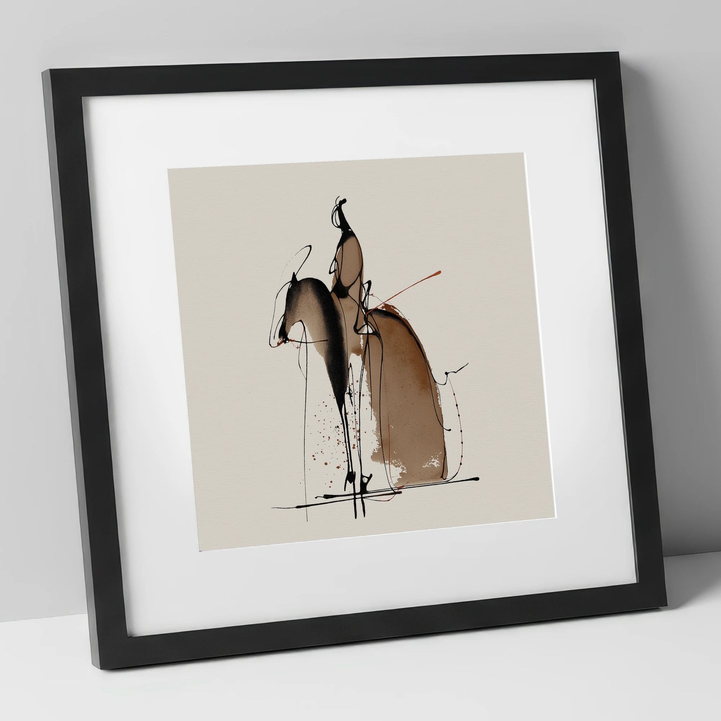 Collected Elegance dressage horse art print in black frame