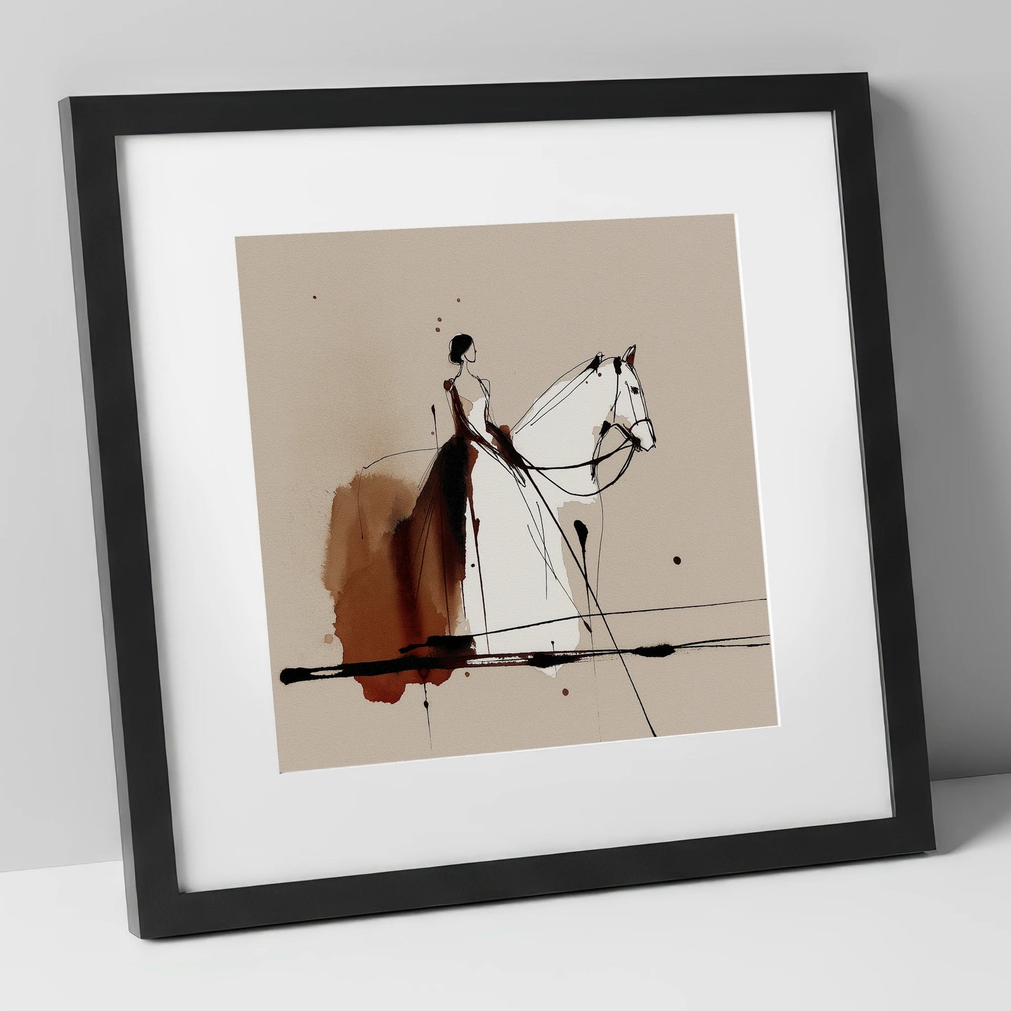 Timeless Connection horse & rider art print in black frame