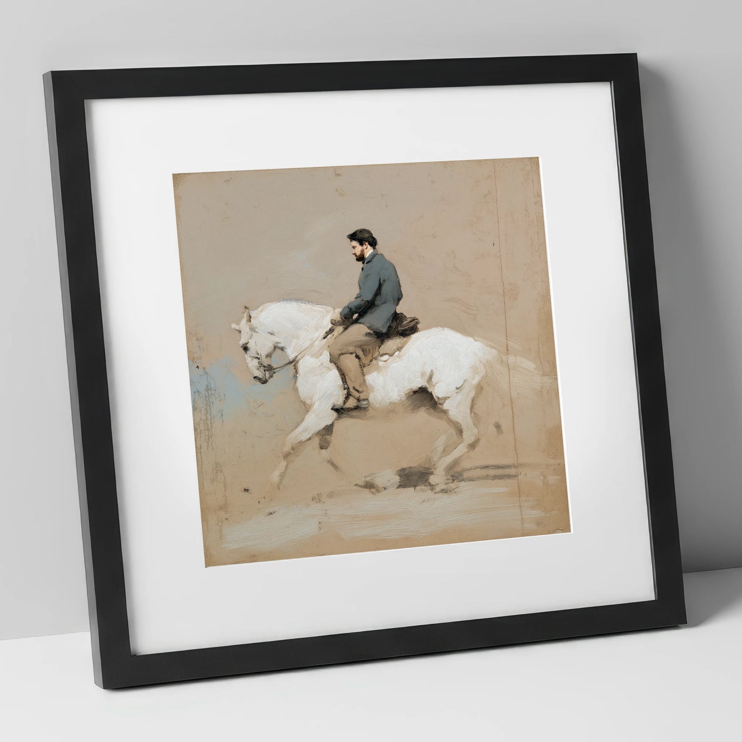 Collected Elegance dressage horse art print in black frame