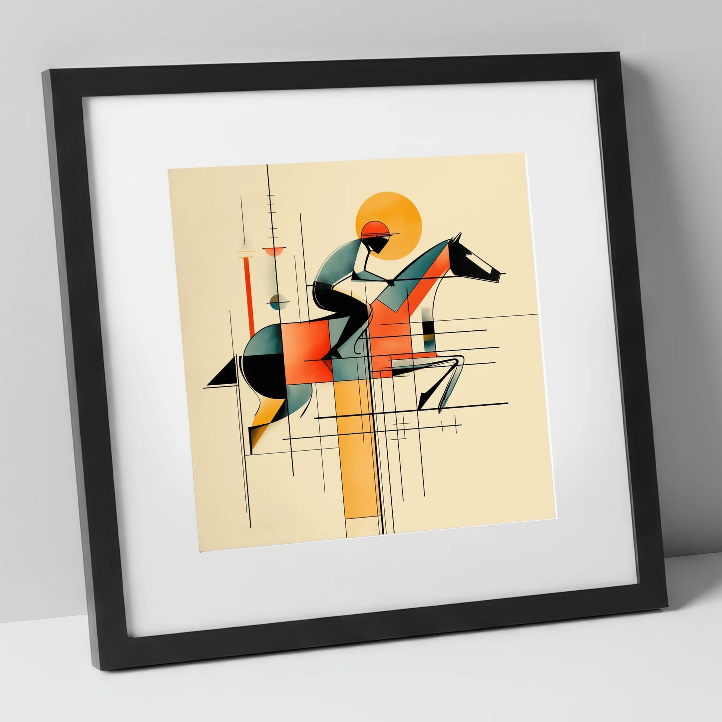 Precision at Pace racing horse art print in black frame