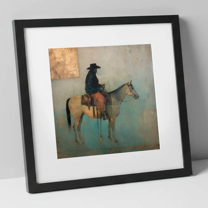 The Quiet Frontier western horse art print in black frame