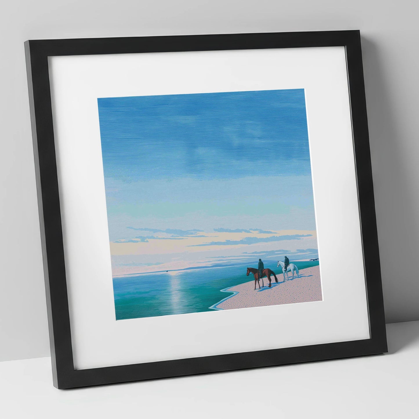 Horizon Bound horse landscape art print in black frame