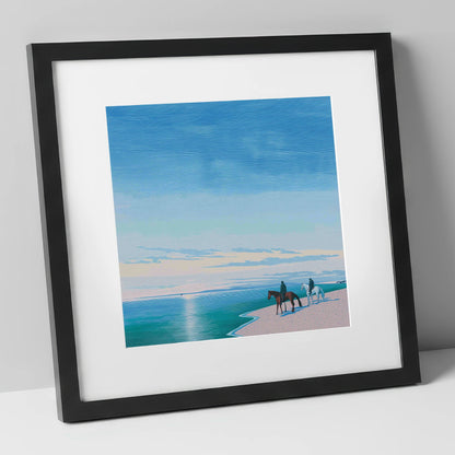 Horizon Bound horse landscape art print in black frame