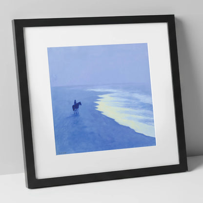 Azure Coastal Ride horse landscape art print in black frame