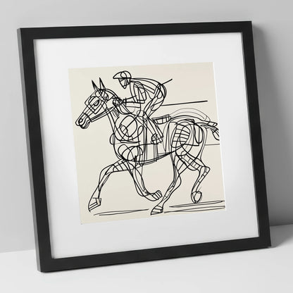 Linear Racing Form racing horse art print in black frame