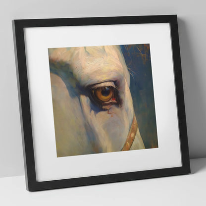 The Knowing Eye horse portrait art print in black frame