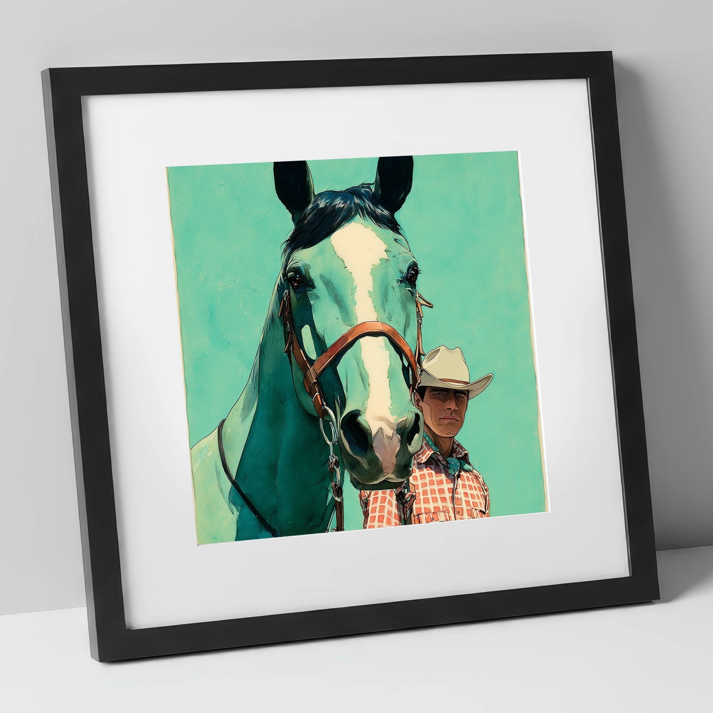 The Western Partnership western horse art print in black frame