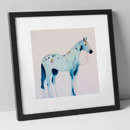 Ethereal Blue Appaloosa horse breed art print in black frame