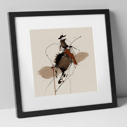 Frontier Ink Silhouette western horse art print in black frame