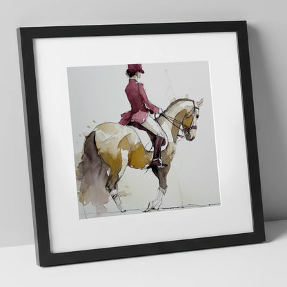 The Collected Frame dressage horse art print in black frame