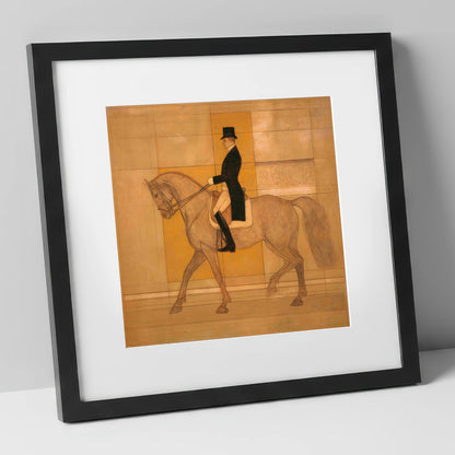 Collected Elegance dressage horse art print in black frame