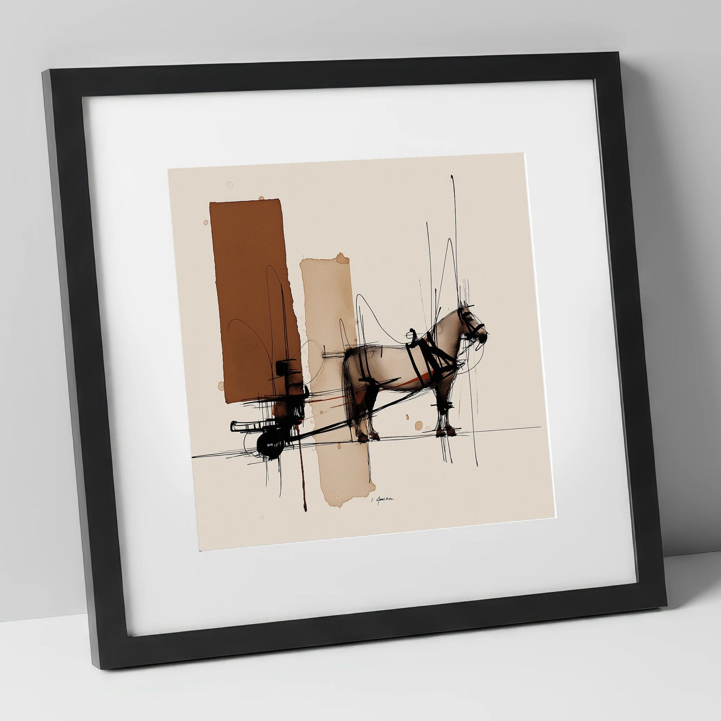 Structural Harness working horse art print in black frame