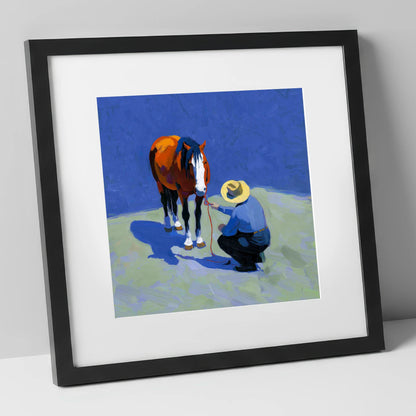 Sunlit Western Bond western horse art print in black frame