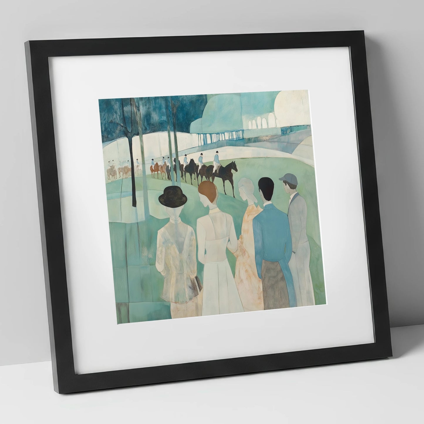 Before the Off racing horse art print in black frame