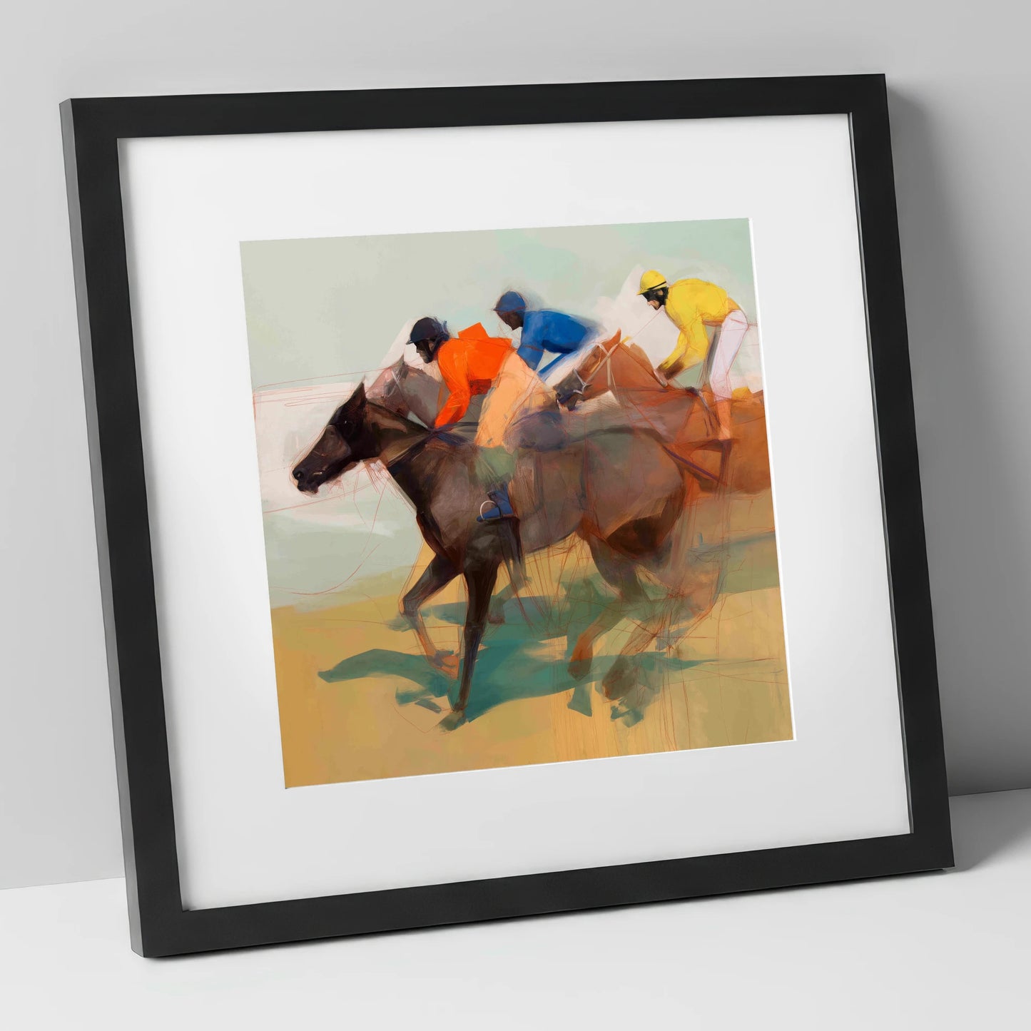 Silks of the Final Furlong racing horse art print in black frame