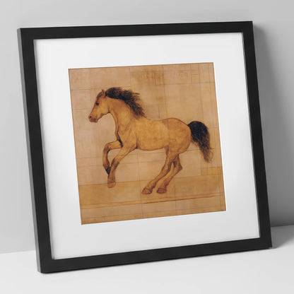 Classical Equine Study horse portrait art print in black frame