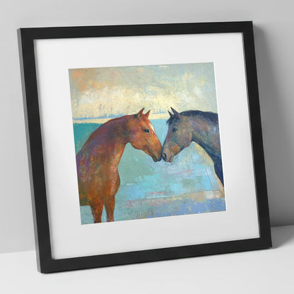 Kindred Spirits horse portrait art print in black frame