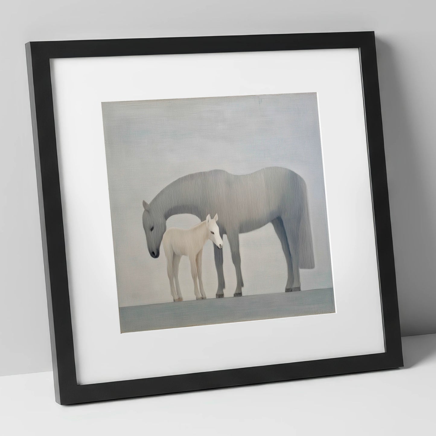 Ethereal Bond mare & foal art print in black frame