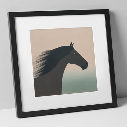 The Onyx Silhouette horse breed art print in black frame