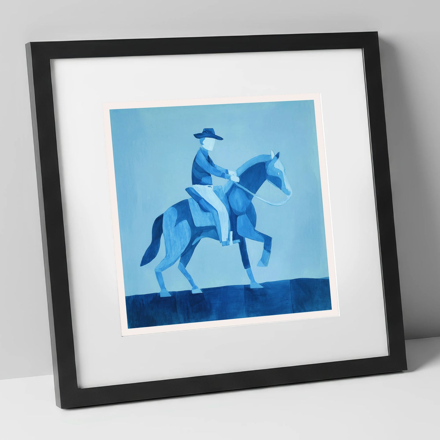 Azure Western Cadence western horse art print in black frame