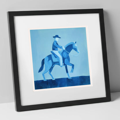 Azure Western Cadence western horse art print in black frame
