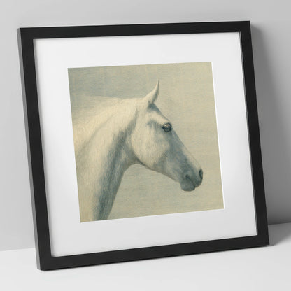 Classic Grey Profile horse breed art print in black frame