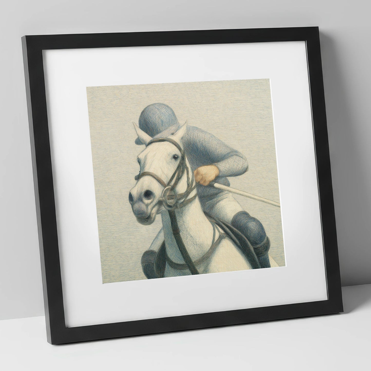 A Timeless Chukka polo horse art print in black frame