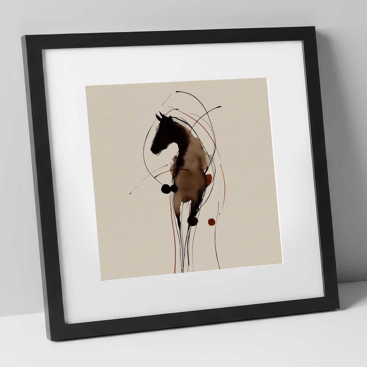 Fluid Ink Equine Portrait horse portrait art print in black frame