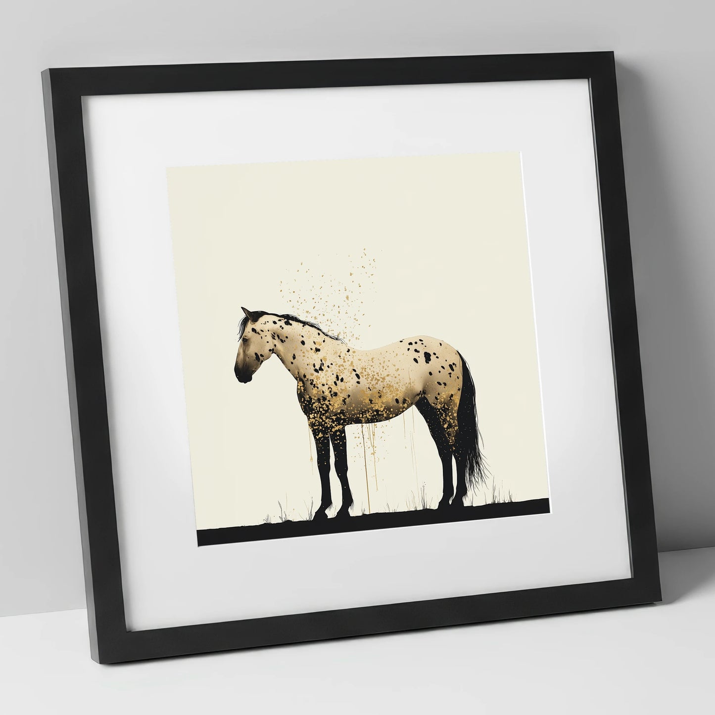 Gilded Appaloosa Elegance horse breed art print in black frame