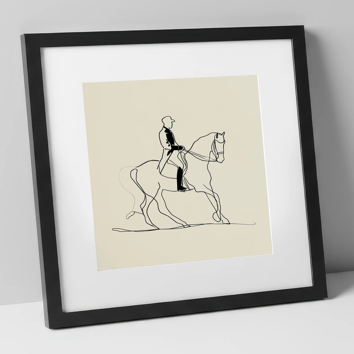 Elegance in Motion dressage horse art print in black frame
