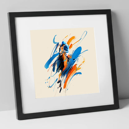 Sprint to the Wire racing horse art print in black frame