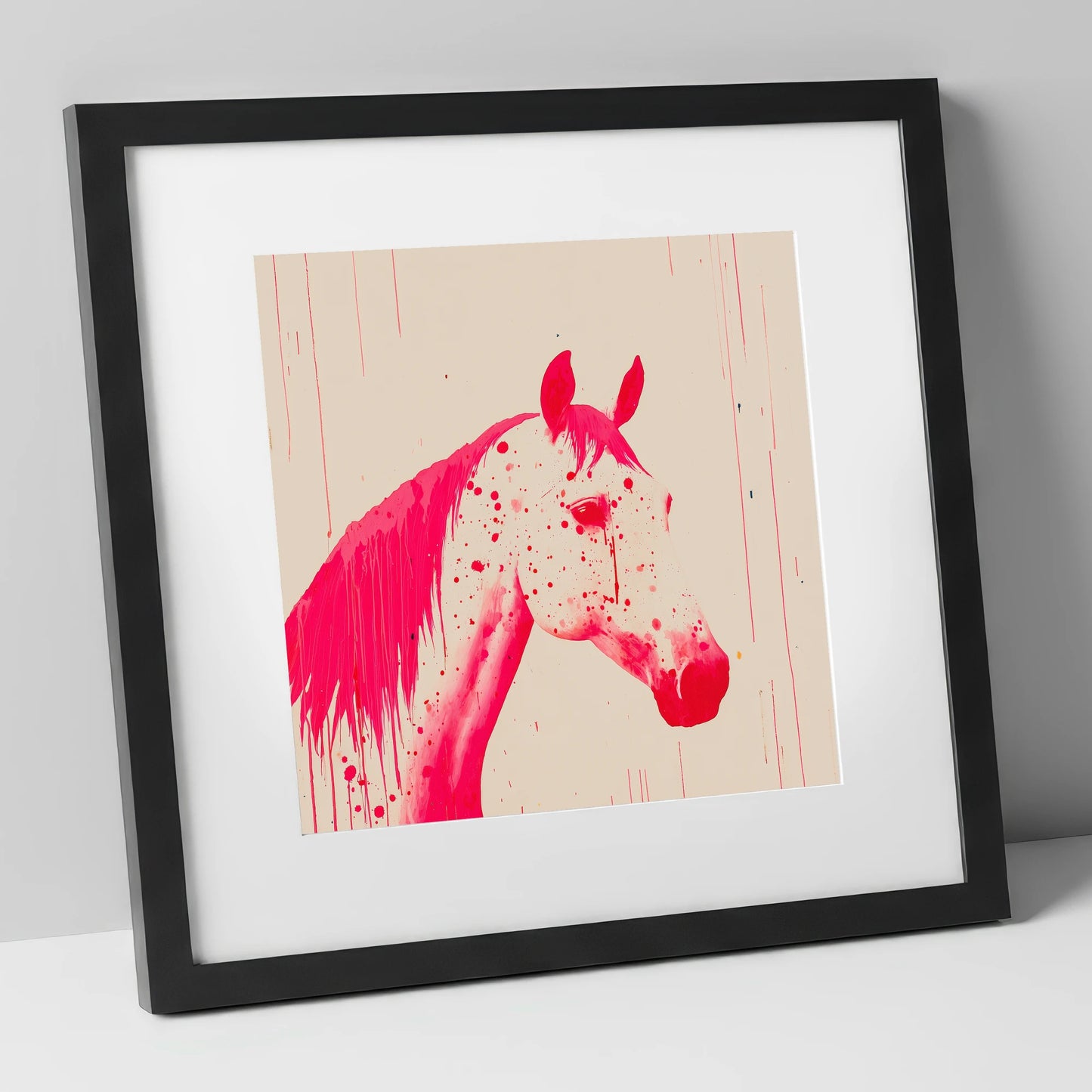 Bold Magenta Profile horse breed art print in black frame