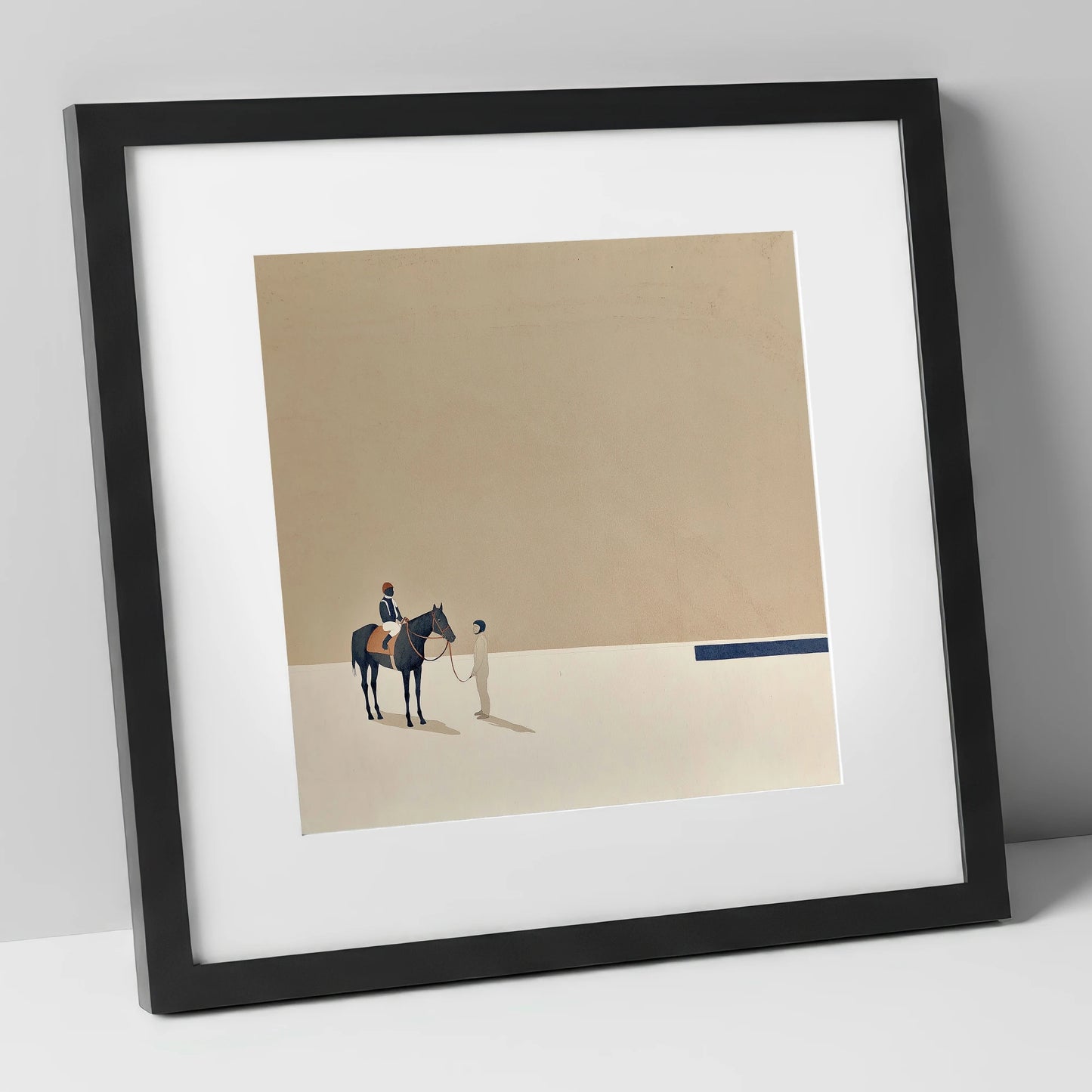 Quiet Anticipation racing horse art print in black frame