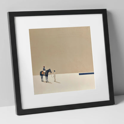 Quiet Anticipation racing horse art print in black frame