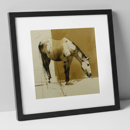 Sepia Ink Appaloosa horse breed art print in black frame