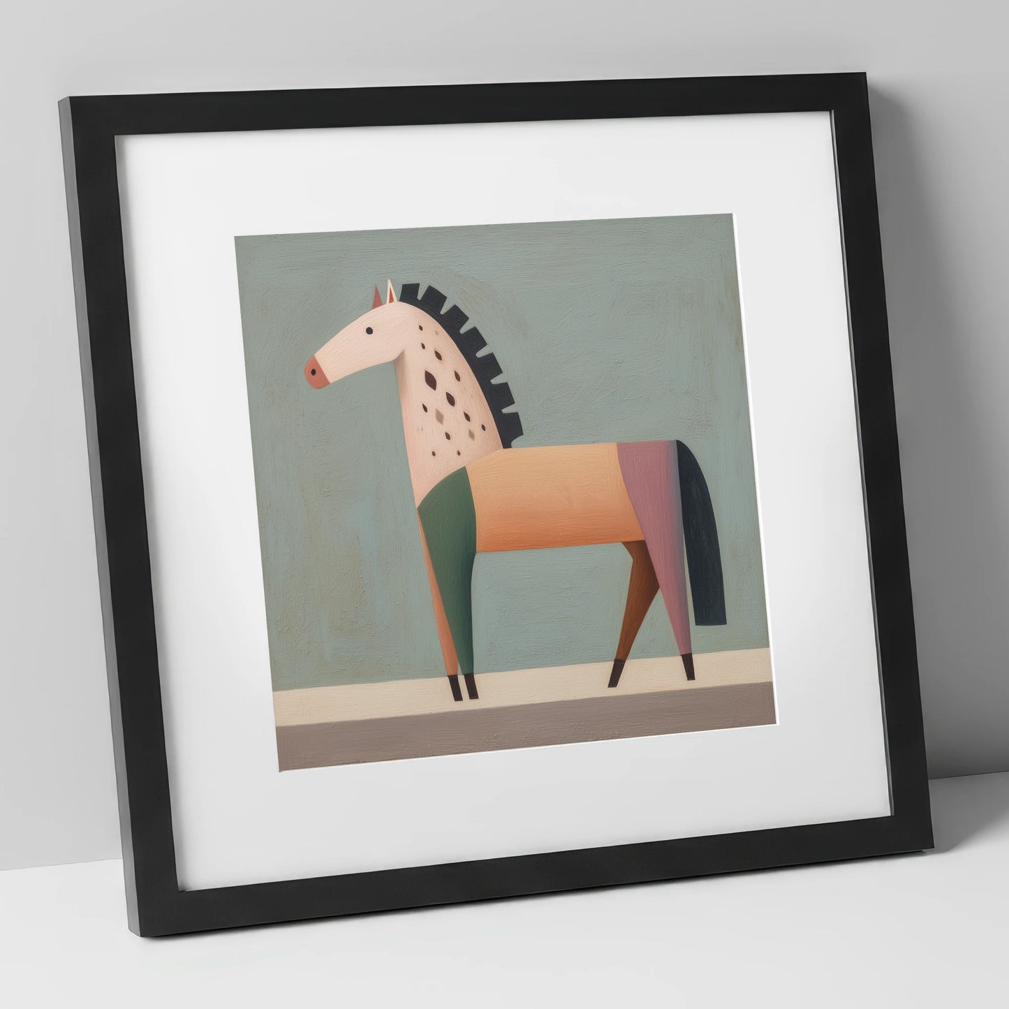 Geometric Appaloosa Form horse breed art print in black frame