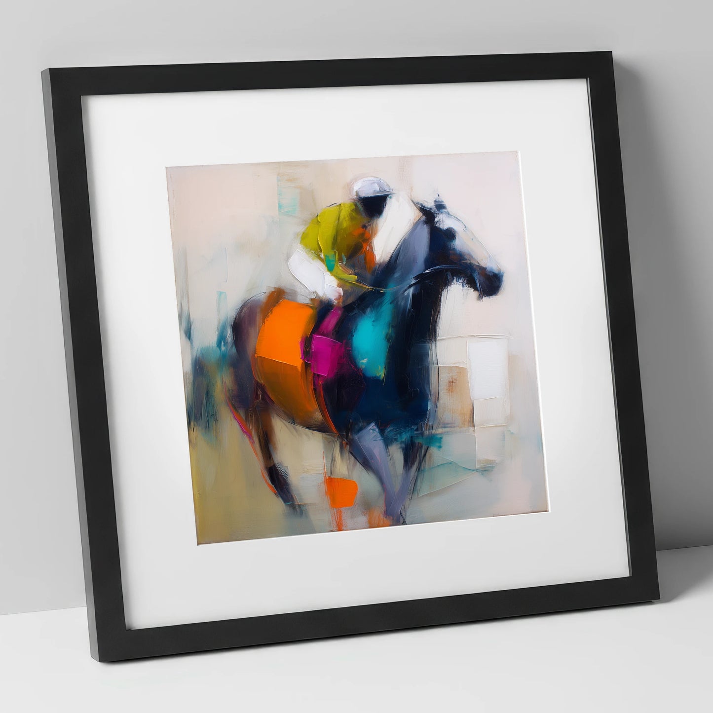 The Colour of Speed racing horse art print in black frame