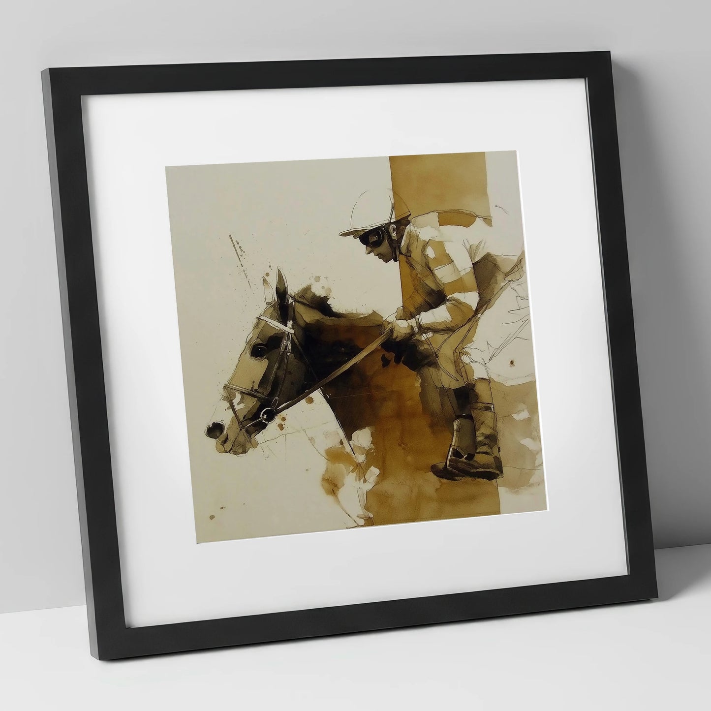 Pace in Profile racing horse art print in black frame