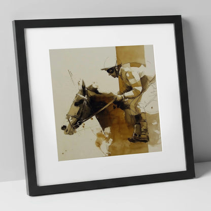 Pace in Profile racing horse art print in black frame