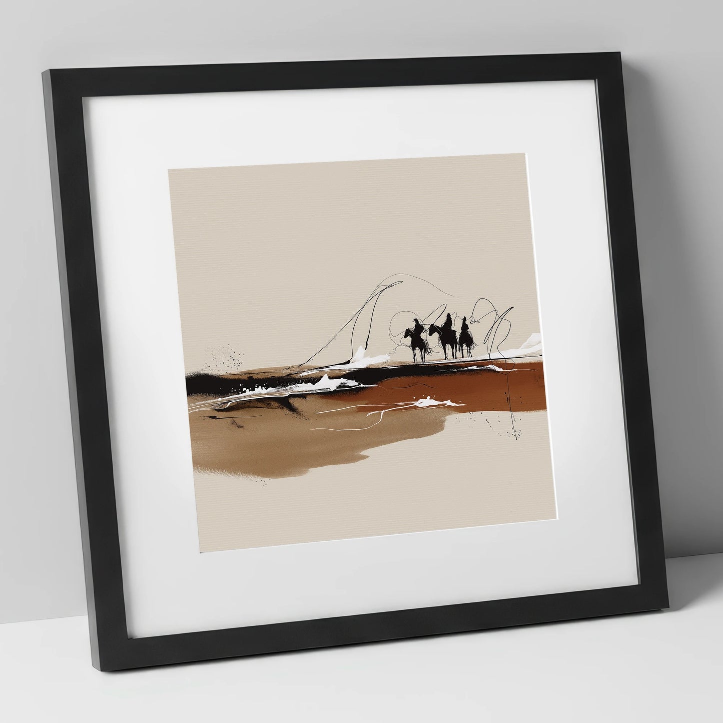 Riders of the Plains western horse art print in black frame