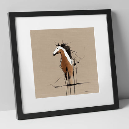 Raw Equine Spirit horse portrait art print in black frame
