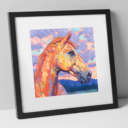 Prismatic Equine Portrait horse portrait art print in black frame