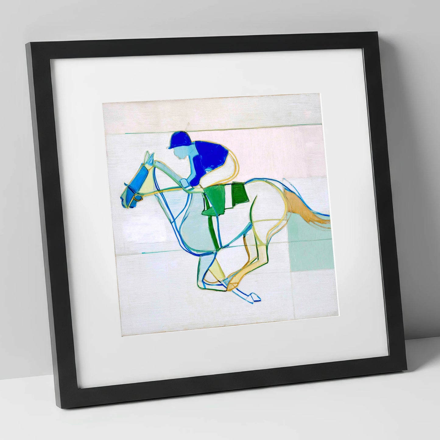 Abstract Racing Rhythm racing horse art print in black frame